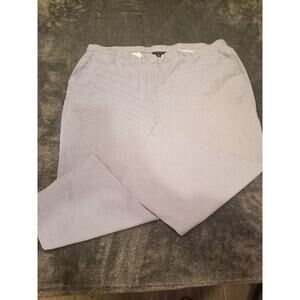 Lands End Women's Size 22W Blue/White Striped Cropped High Rise Seersucker Pants